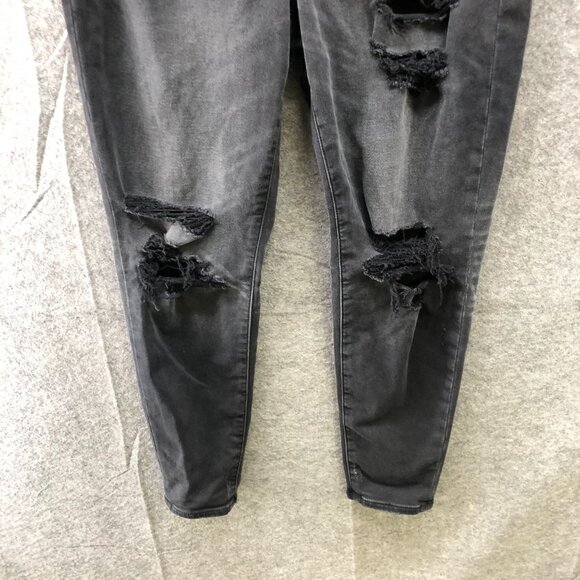 American Eagle Curvy Super Hi-Rise Jegging Women 10 Short Black Destroyed Soft - Picture 4 of 11